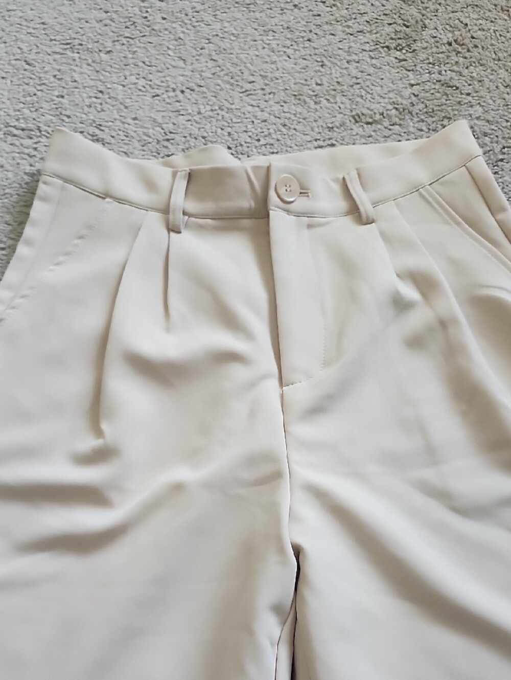 High-Rise Cream Straight-Leg Trousers - Picture 4 of 8